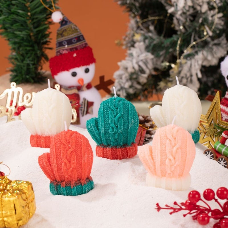 Christmas Yarn Gloves Scented Candle Holiday Gift Ins Po Props Diy Creative Ornaments Aromatherapy Handmade - Image 2